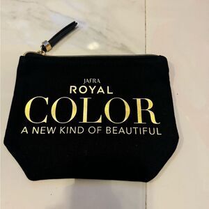 Jafra black with gold writing cosmetic bag #18